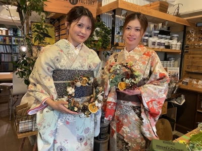 着物で京都観光 +「クリスマスリースづくり」♪